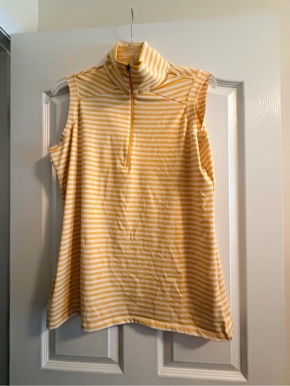 Lopez Striped Yellow Sleeveless Golf Top